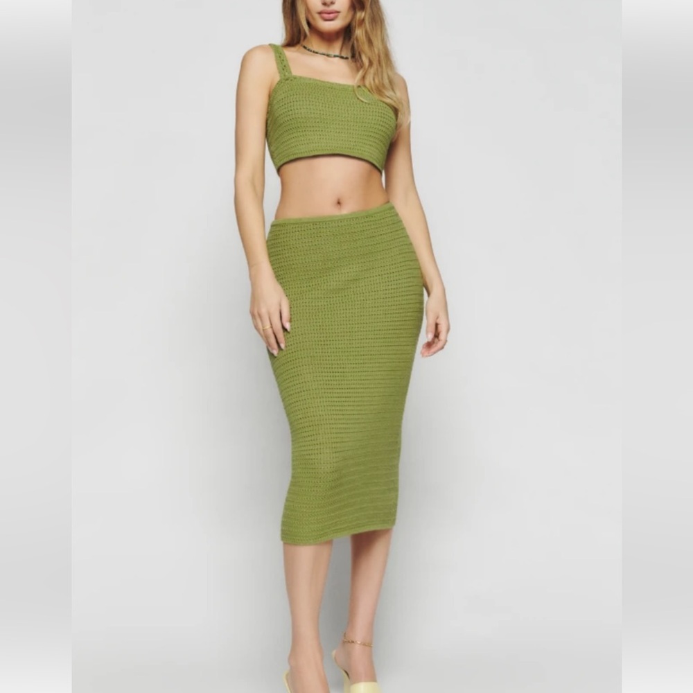 Reformation Max Open Knit Two Piece in Green